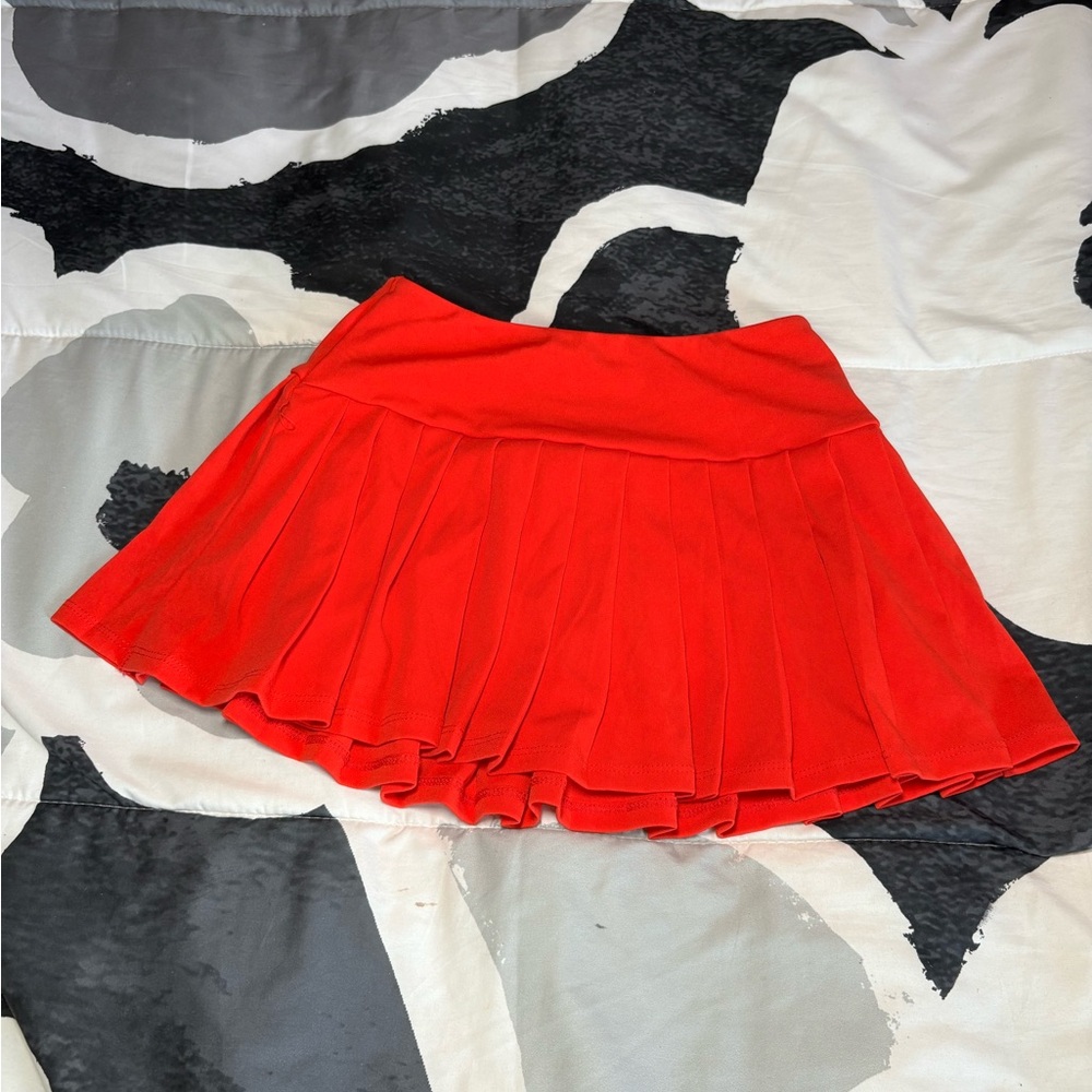 Red Pleated Women's Skirt